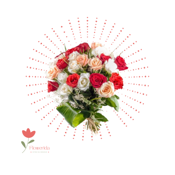 Explosion de Couleurs 🎉 Un bouquet festif aux couleurs vives pour illuminer un anniversaire. 🌼 Composition : 10 gerberas multicolores, marguerites blanches, feuilles d’eucalyptus. 💰 Prix : 399 MAD 🔎 SEO : bouquet anniversaire, fleurs colorées fête, livraison Rabat-Salé